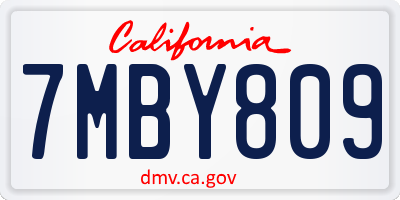 CA license plate 7MBY809