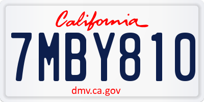 CA license plate 7MBY810