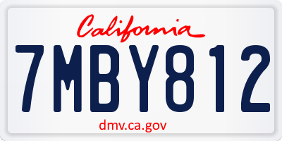 CA license plate 7MBY812