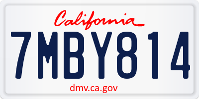 CA license plate 7MBY814