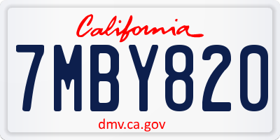 CA license plate 7MBY820