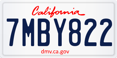 CA license plate 7MBY822