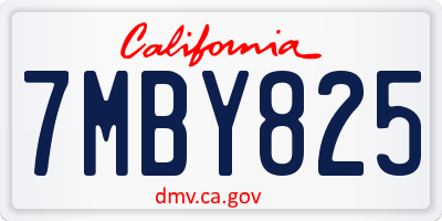 CA license plate 7MBY825