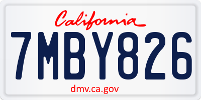 CA license plate 7MBY826