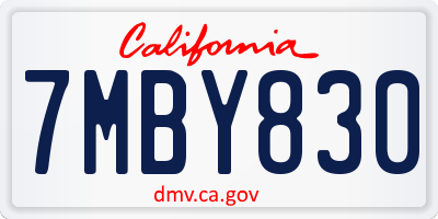 CA license plate 7MBY830