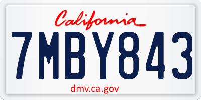 CA license plate 7MBY843