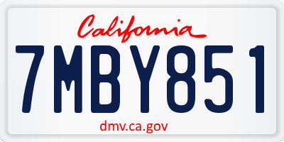 CA license plate 7MBY851