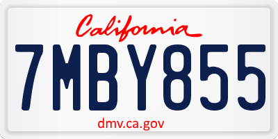 CA license plate 7MBY855