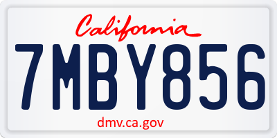 CA license plate 7MBY856