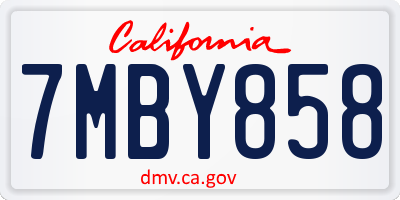 CA license plate 7MBY858