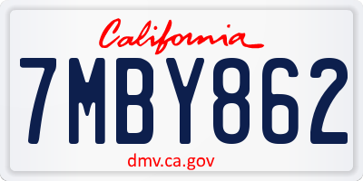 CA license plate 7MBY862
