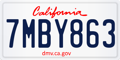 CA license plate 7MBY863