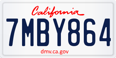 CA license plate 7MBY864