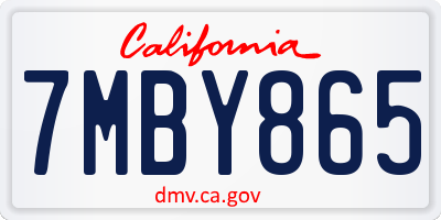 CA license plate 7MBY865