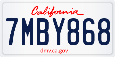 CA license plate 7MBY868