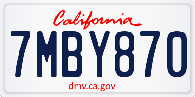 CA license plate 7MBY870