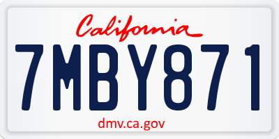 CA license plate 7MBY871