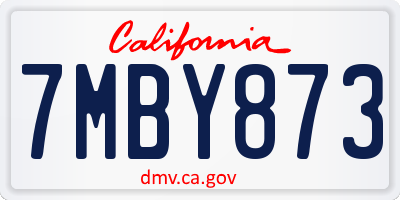 CA license plate 7MBY873