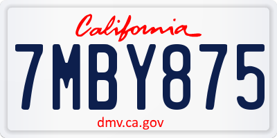 CA license plate 7MBY875