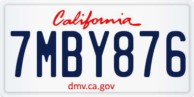 CA license plate 7MBY876