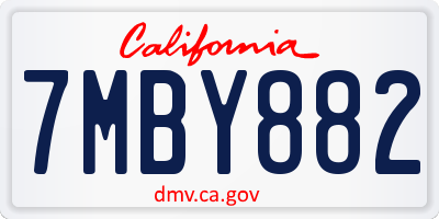 CA license plate 7MBY882