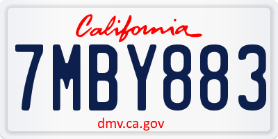 CA license plate 7MBY883