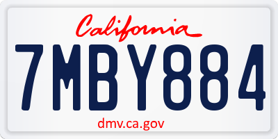 CA license plate 7MBY884