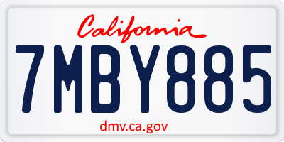 CA license plate 7MBY885