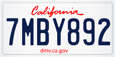 CA license plate 7MBY892