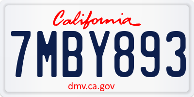 CA license plate 7MBY893