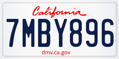 CA license plate 7MBY896