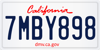 CA license plate 7MBY898