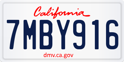 CA license plate 7MBY916