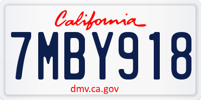 CA license plate 7MBY918