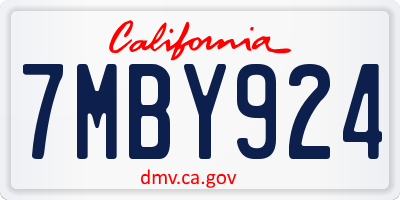 CA license plate 7MBY924
