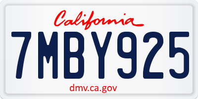 CA license plate 7MBY925
