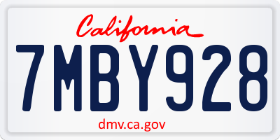 CA license plate 7MBY928