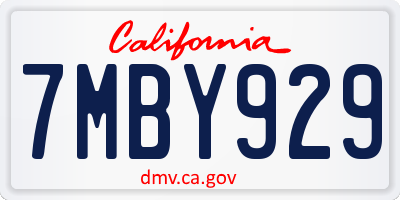 CA license plate 7MBY929