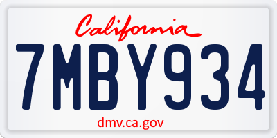 CA license plate 7MBY934
