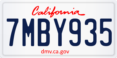CA license plate 7MBY935