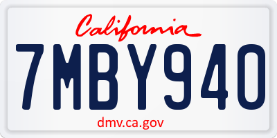 CA license plate 7MBY940
