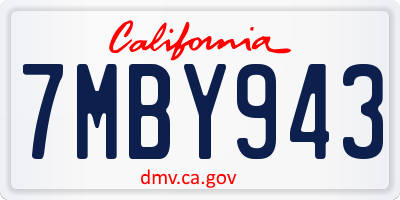 CA license plate 7MBY943