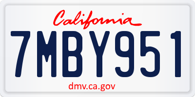 CA license plate 7MBY951
