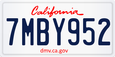 CA license plate 7MBY952