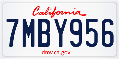 CA license plate 7MBY956
