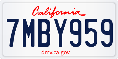 CA license plate 7MBY959