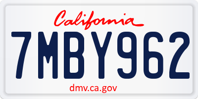 CA license plate 7MBY962