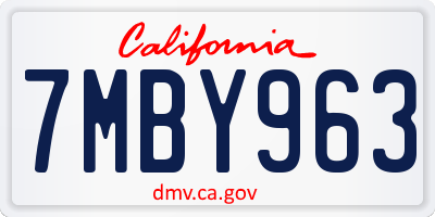 CA license plate 7MBY963