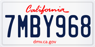 CA license plate 7MBY968