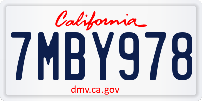 CA license plate 7MBY978